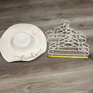 Brand New  Cream Bridal Hat and 6 Pearl Hangers